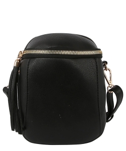 Fashion Tassel Zip Crossbody Bag LD156 BLACK